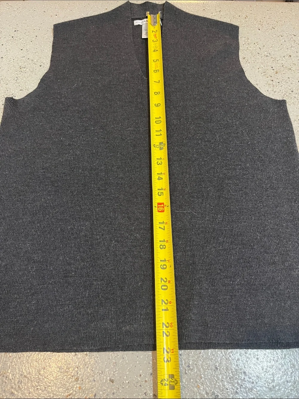 VINTAGE JILLIAN JONES ACRYLIC WOOL BLEND v NECK KNIT SWEATER VEST GRAY SIZE M
